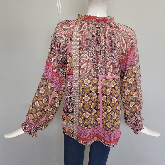 Molly Bracken Hippie Printed Sheer Blouse, VGUC, Size S - Picture 6 of 9